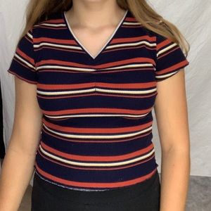 Stripped V neck shirt
